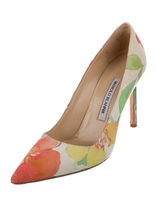 Manolo Blahnik Canvas Floral Print Pumps