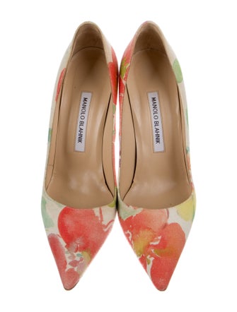 Manolo Blahnik Canvas Floral Print Pumps