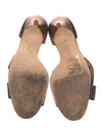 Manolo Blahnik Leather Colorblock Pattern Sandals