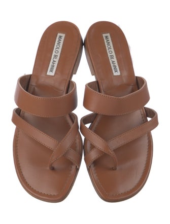 Manolo Blahnik Susa Leather Slides