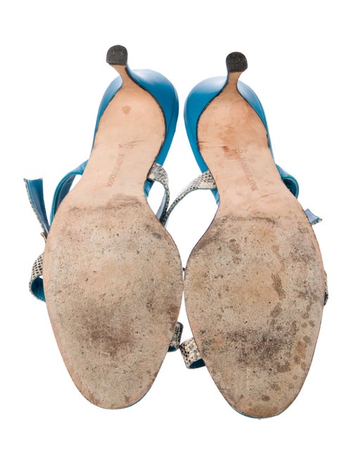 Manolo Blahnik Leather Animal Print Slides