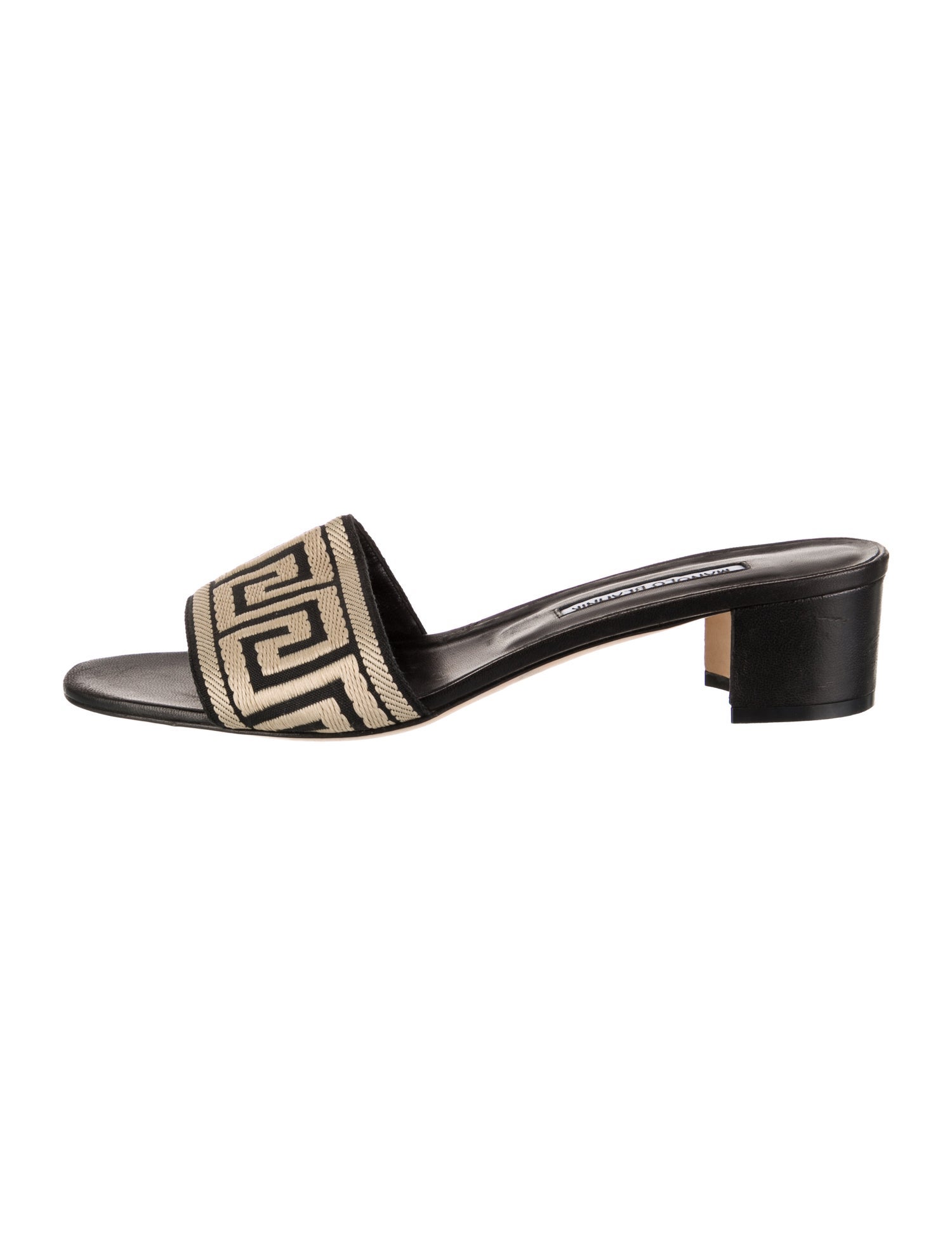 Manolo Blahnik Leather Printed Slides
