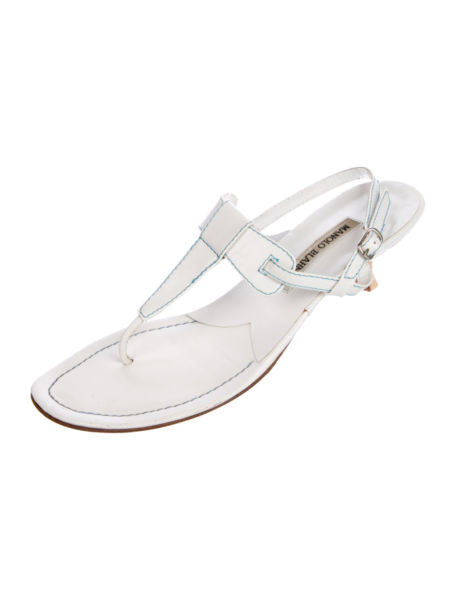 Manolo Blahnik Leather T-Strap Sandals