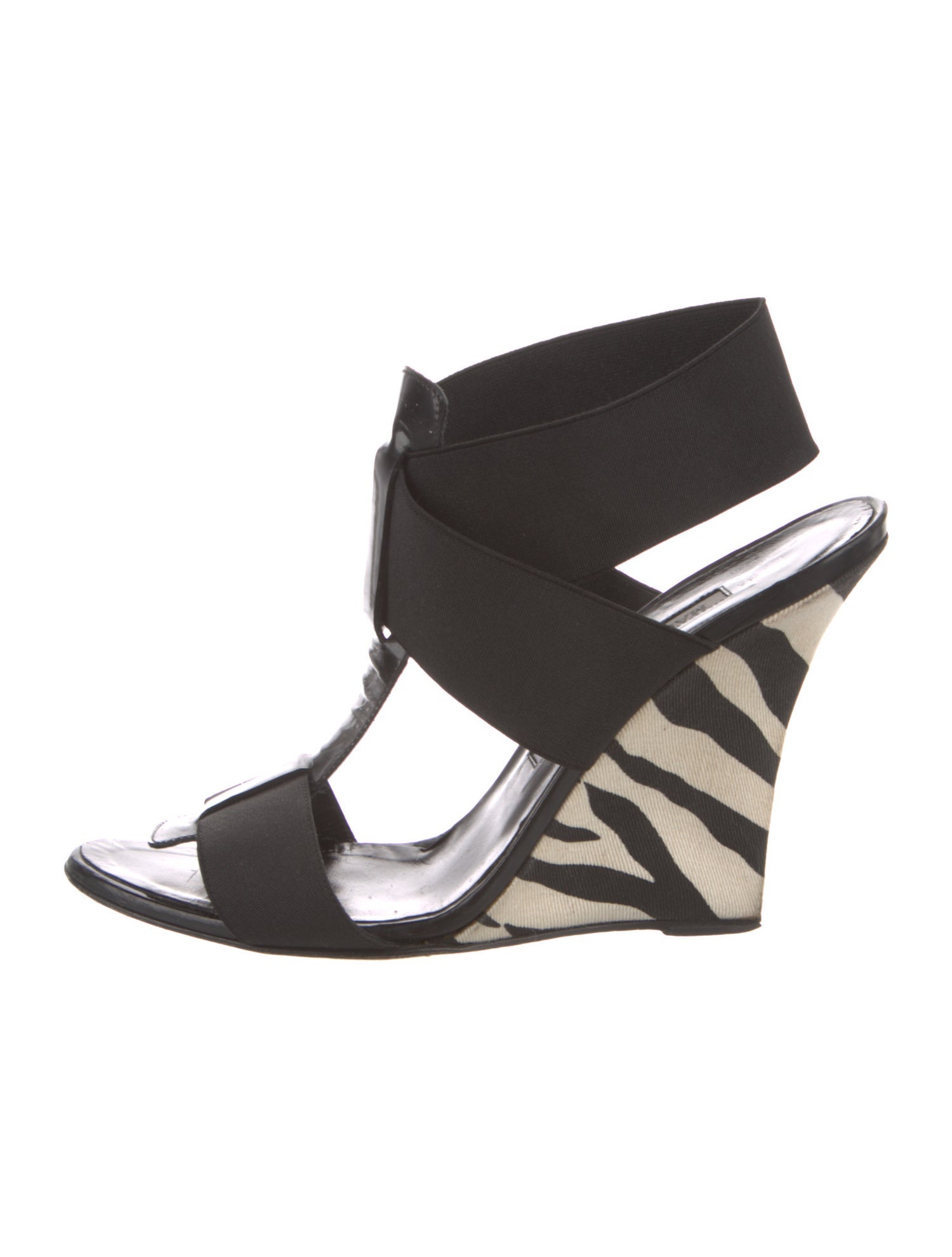 Manolo Blahnik Animal Print T-Strap Sandals