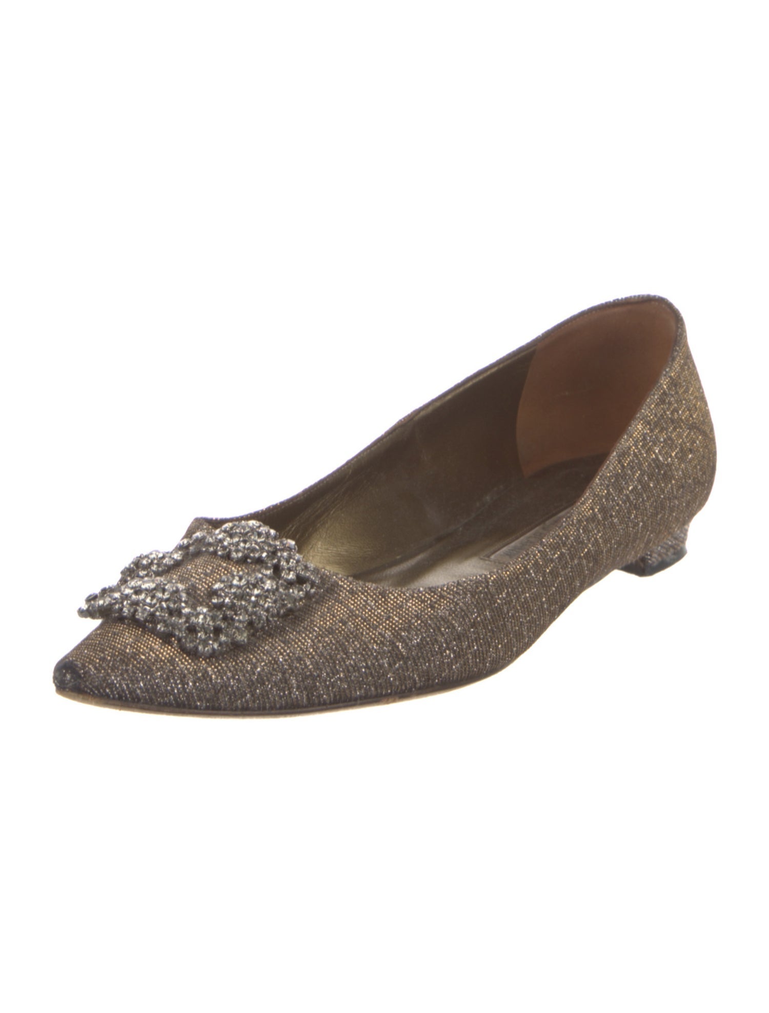 Manolo Blahnik Hangisi Glitter Accents Flats
