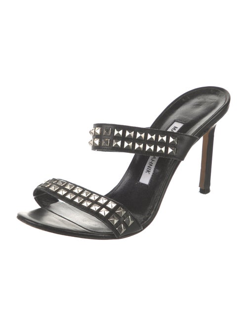 Manolo Blahnik Leather Studded Accents Slides