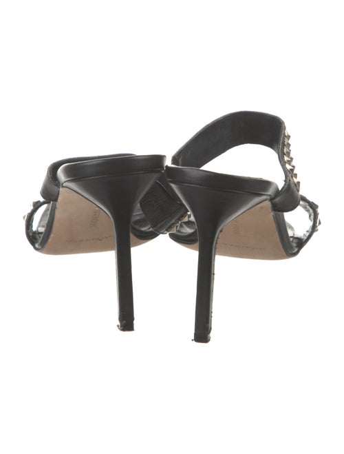Manolo Blahnik Leather Studded Accents Slides