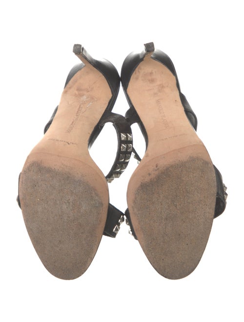 Manolo Blahnik Leather Studded Accents Slides