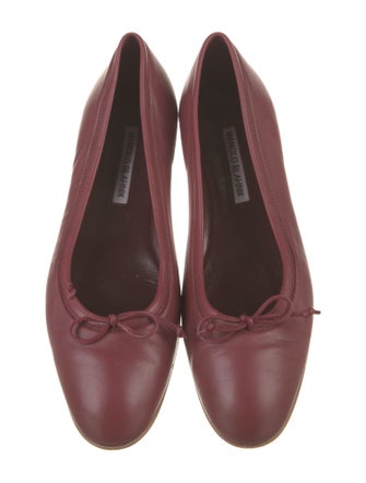 Manolo Blahnik Leather Bow Accents Ballet Flats