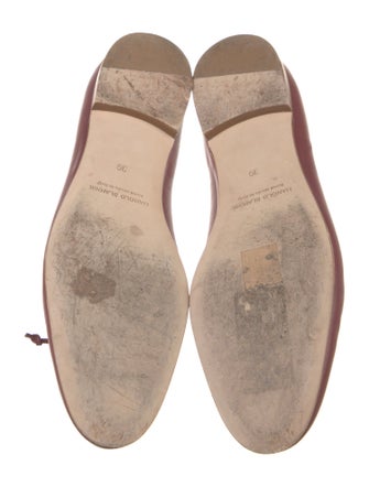 Manolo Blahnik Leather Bow Accents Ballet Flats