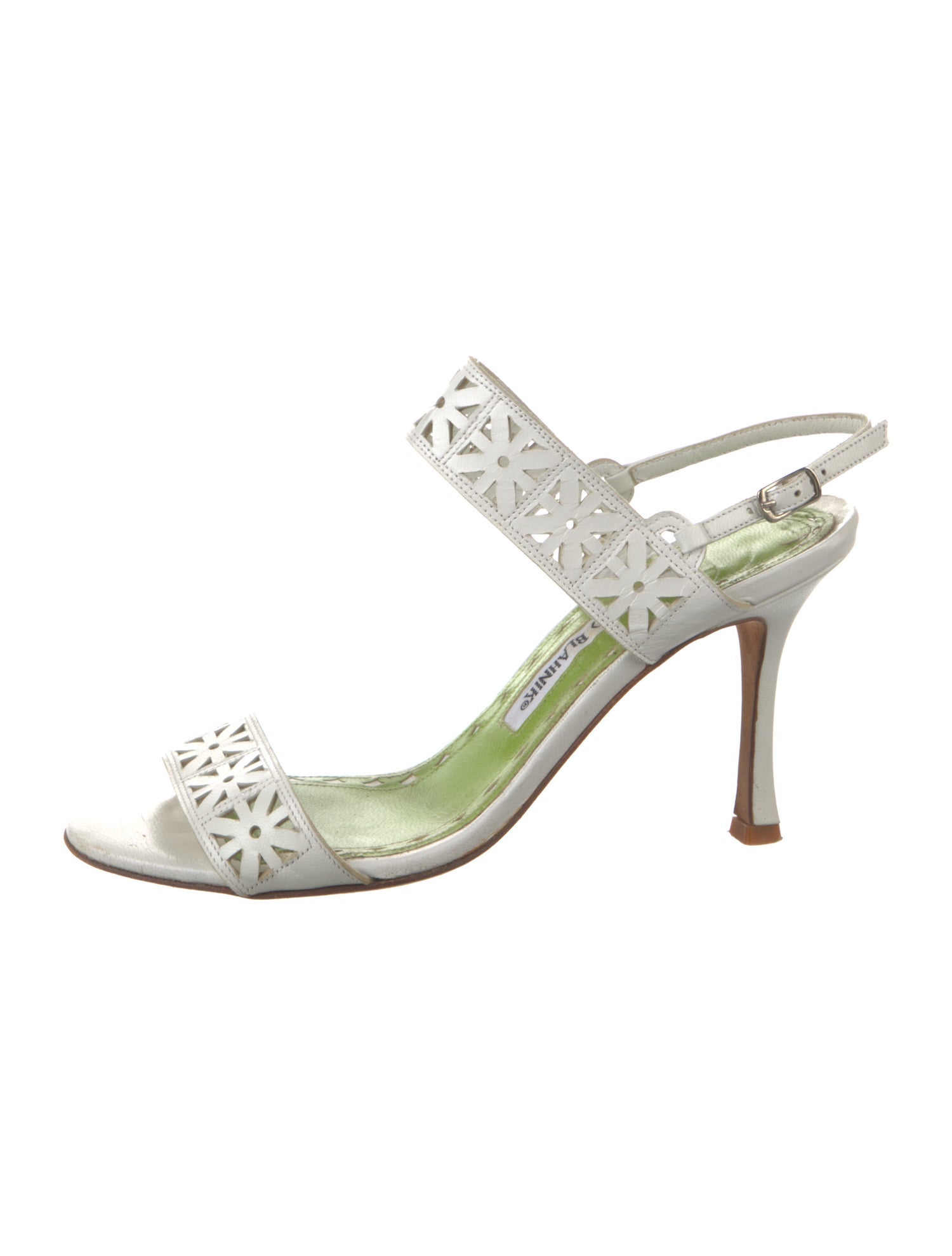 Manolo Blahnik Leather Studded Accents Slingback Sandals