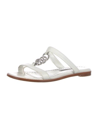Manolo Blahnik Perlusa Leather Slides