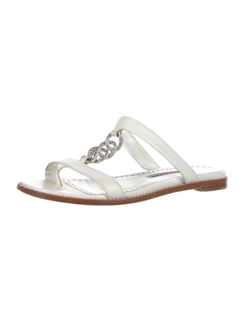 Manolo Blahnik Perlusa Leather Slides