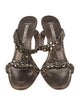 Manolo Blahnik Leather Crystal Embellishments Slides