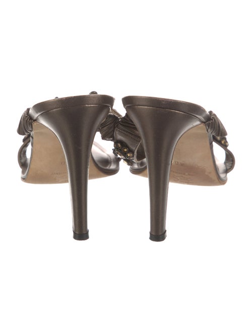 Manolo Blahnik Leather Crystal Embellishments Slides