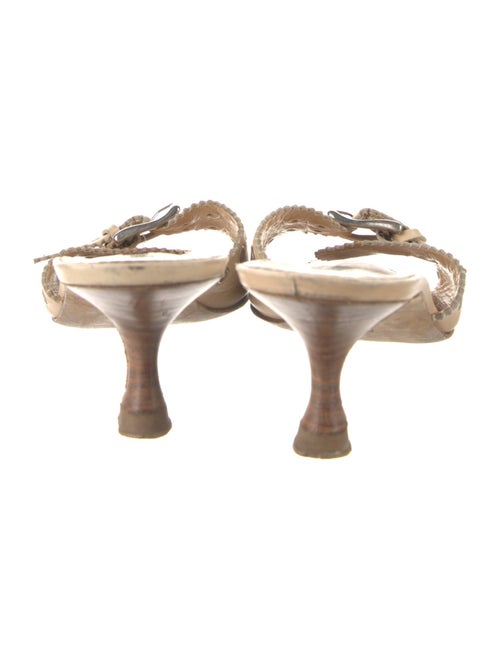 Manolo Blahnik Leather Scalloped Accent Slides