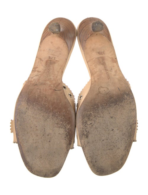 Manolo Blahnik Leather Scalloped Accent Slides