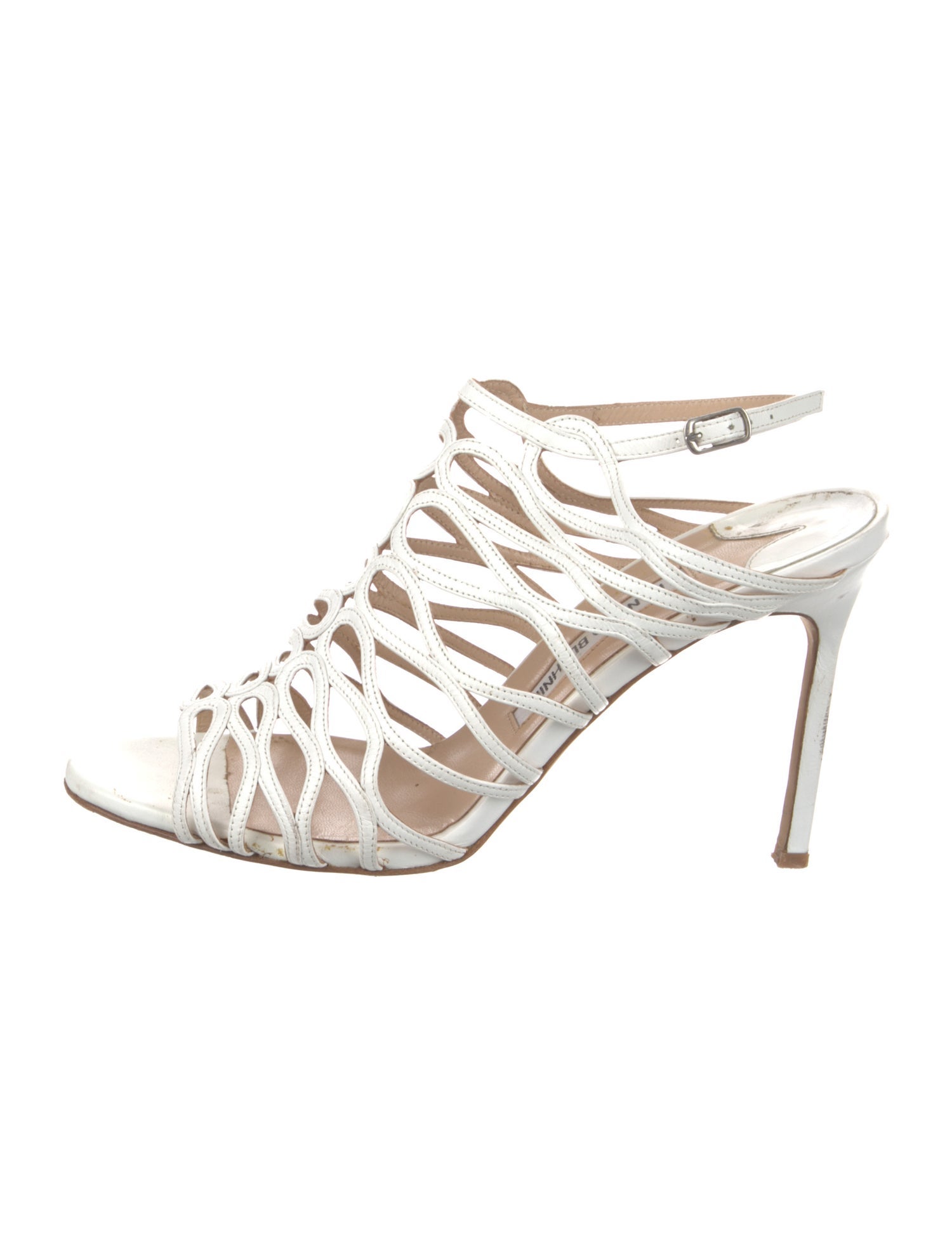 Manolo Blahnik Haz Leather Slingback Sandals