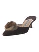 Manolo Blahnik Suede Fur Trim Mules