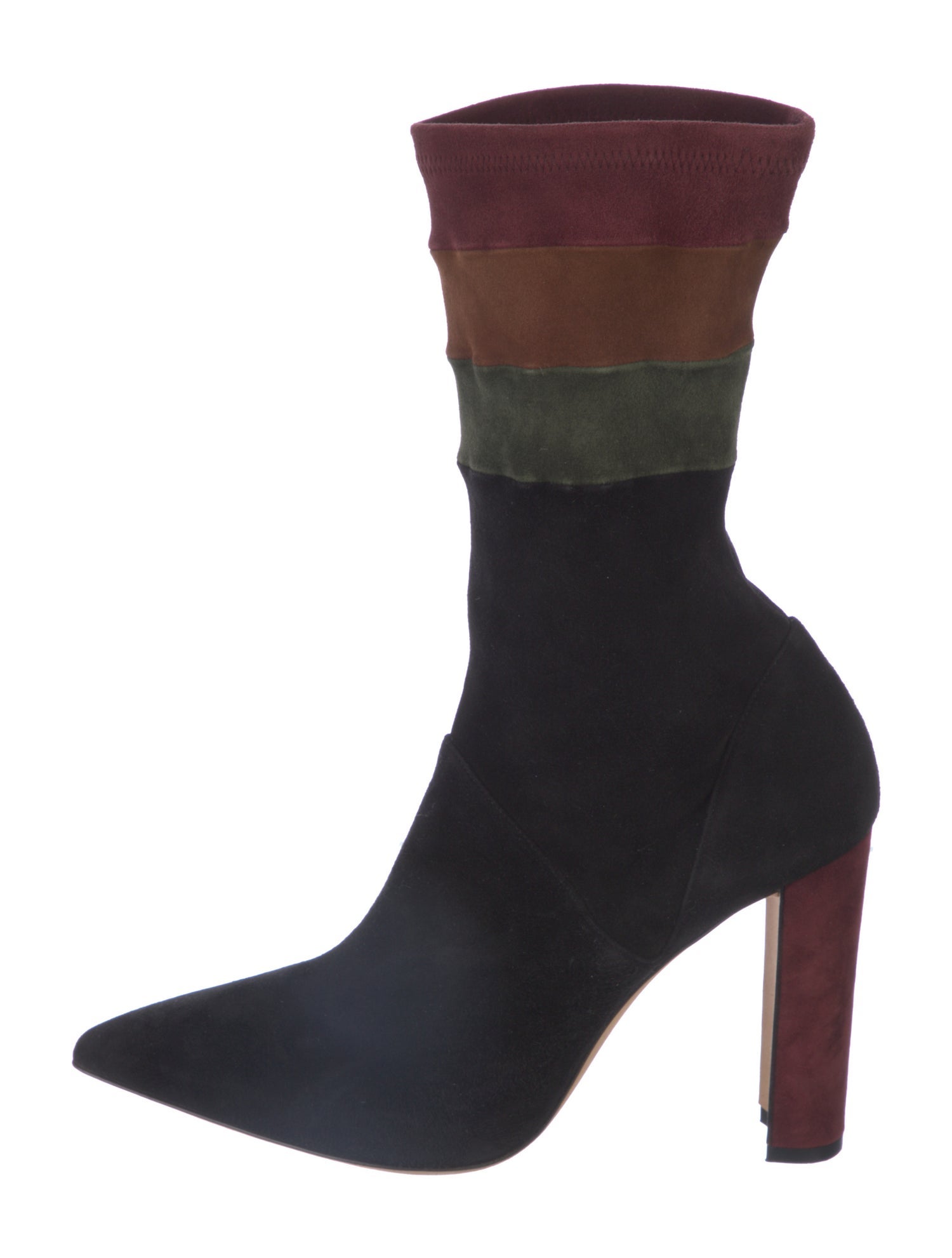 Manolo Blahnik Suede Colorblock Pattern Sock Boots