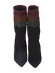Manolo Blahnik Suede Colorblock Pattern Sock Boots