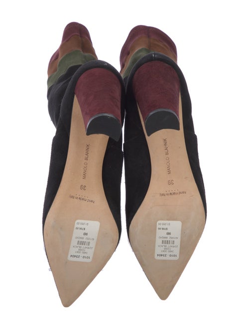 Manolo Blahnik Suede Colorblock Pattern Sock Boots