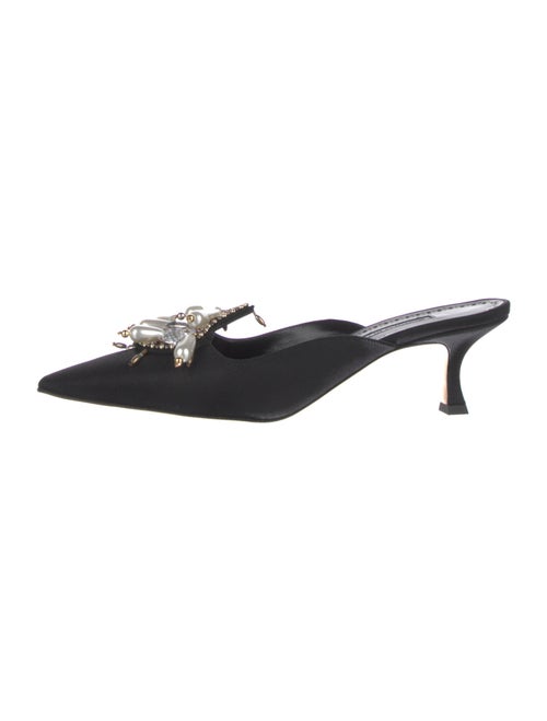 Manolo Blahnik Faux Pearl Accents Satin Mules