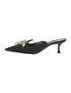 Manolo Blahnik Faux Pearl Accents Satin Mules