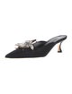 Manolo Blahnik Faux Pearl Accents Satin Mules