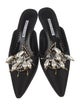 Manolo Blahnik Faux Pearl Accents Satin Mules