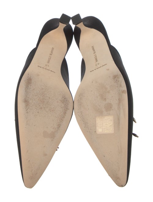 Manolo Blahnik Faux Pearl Accents Satin Mules