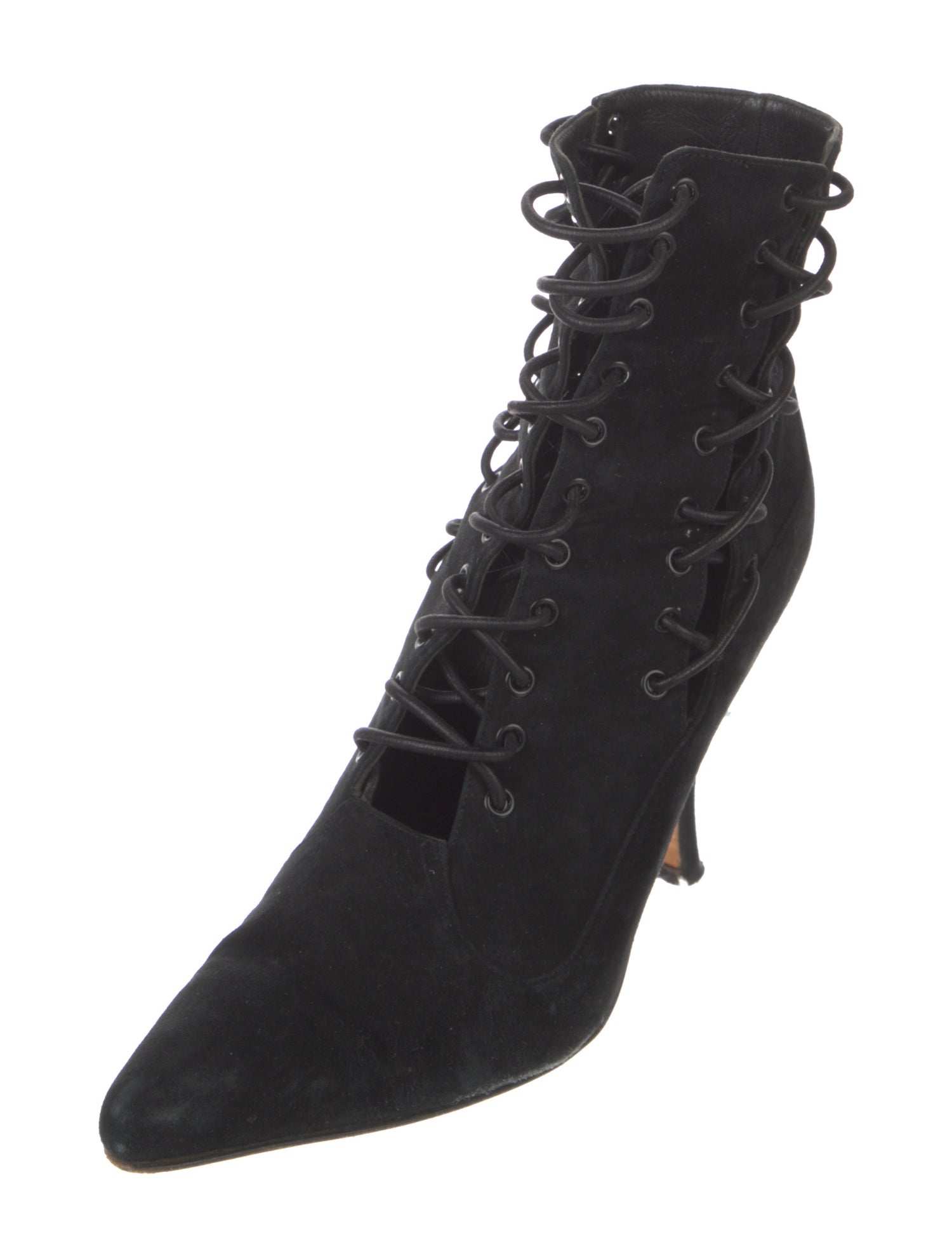 Manolo Blahnik Suede Lace-Up Boots