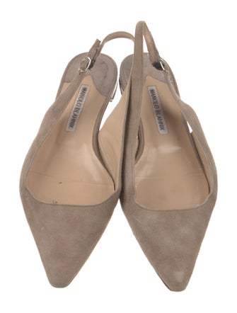 Manolo Blahnik Leather Slingback Flats