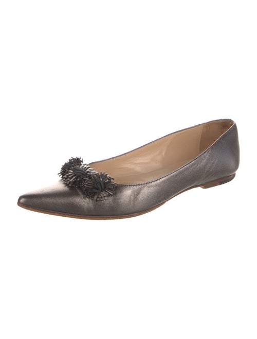 Manolo Blahnik Leather Fringe Trim Accent Flats