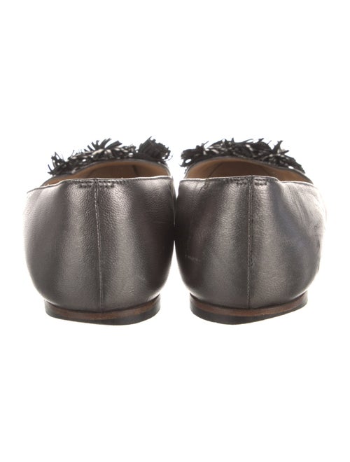 Manolo Blahnik Leather Fringe Trim Accent Flats