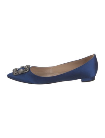 Manolo Blahnik Satin Crystal Embellishments Flats