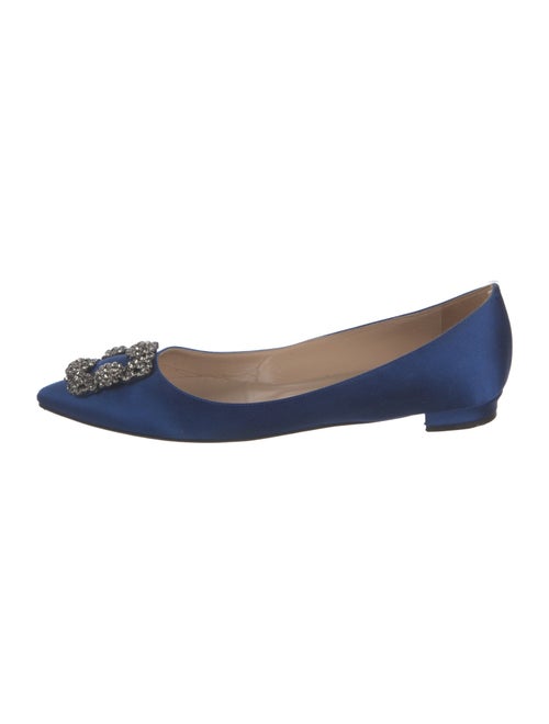 Manolo Blahnik Satin Crystal Embellishments Flats