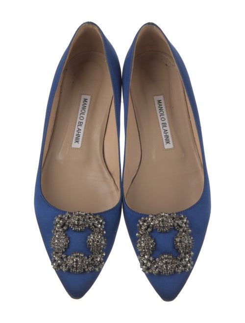 Manolo Blahnik Satin Crystal Embellishments Flats