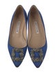 Manolo Blahnik Satin Crystal Embellishments Flats