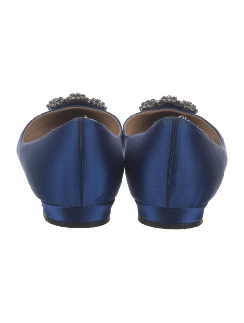 Manolo Blahnik Satin Crystal Embellishments Flats