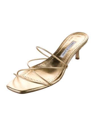 Manolo Blahnik Ninfemu Leather Slides