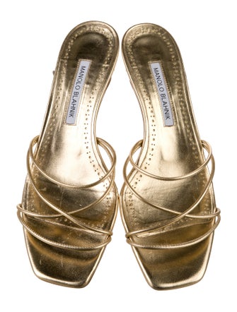 Manolo Blahnik Ninfemu Leather Slides