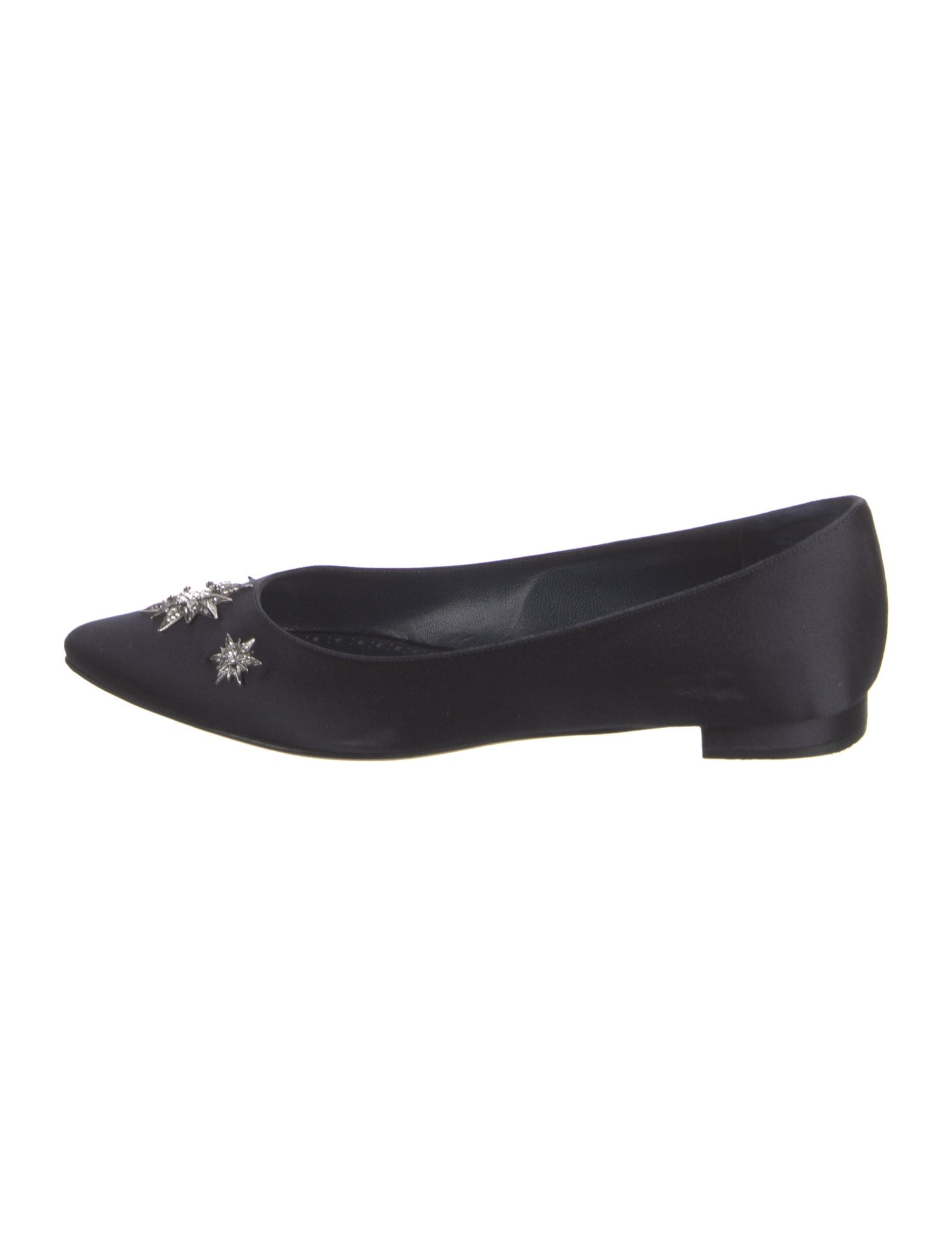 Manolo Blahnik Satin Crystal Embellishments Flats