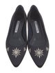 Manolo Blahnik Satin Crystal Embellishments Flats