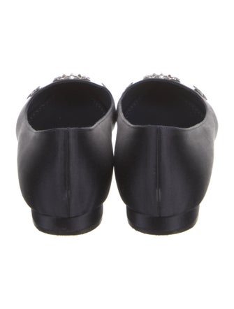 Manolo Blahnik Satin Crystal Embellishments Flats