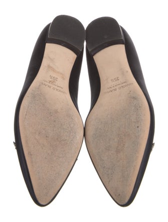 Manolo Blahnik Satin Crystal Embellishments Flats
