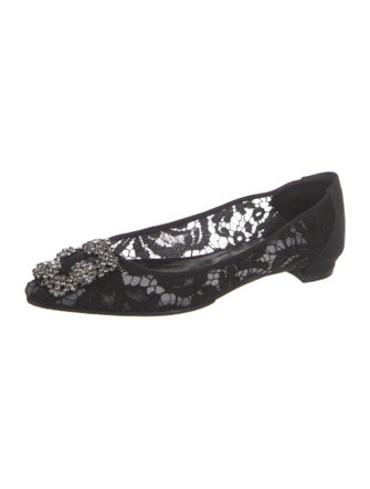 Manolo Blahnik Hangisi Lace Ballet Flats