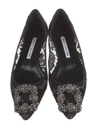 Manolo Blahnik Hangisi Lace Ballet Flats