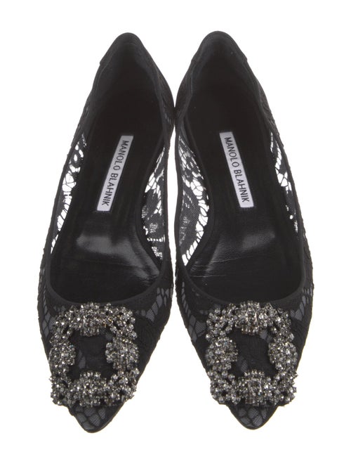 Manolo Blahnik Hangisi Lace Ballet Flats