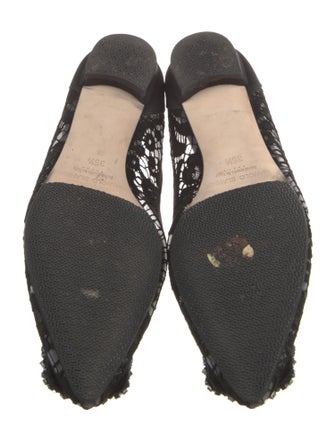 Manolo Blahnik Hangisi Lace Ballet Flats